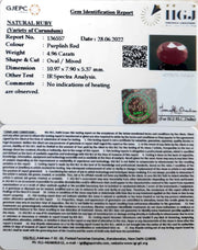 4.96/CT Natural Neo Burma Ruby with Govt. Lab Certificate-5661